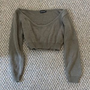 Pretty little thing off the shoulder crop sweater
